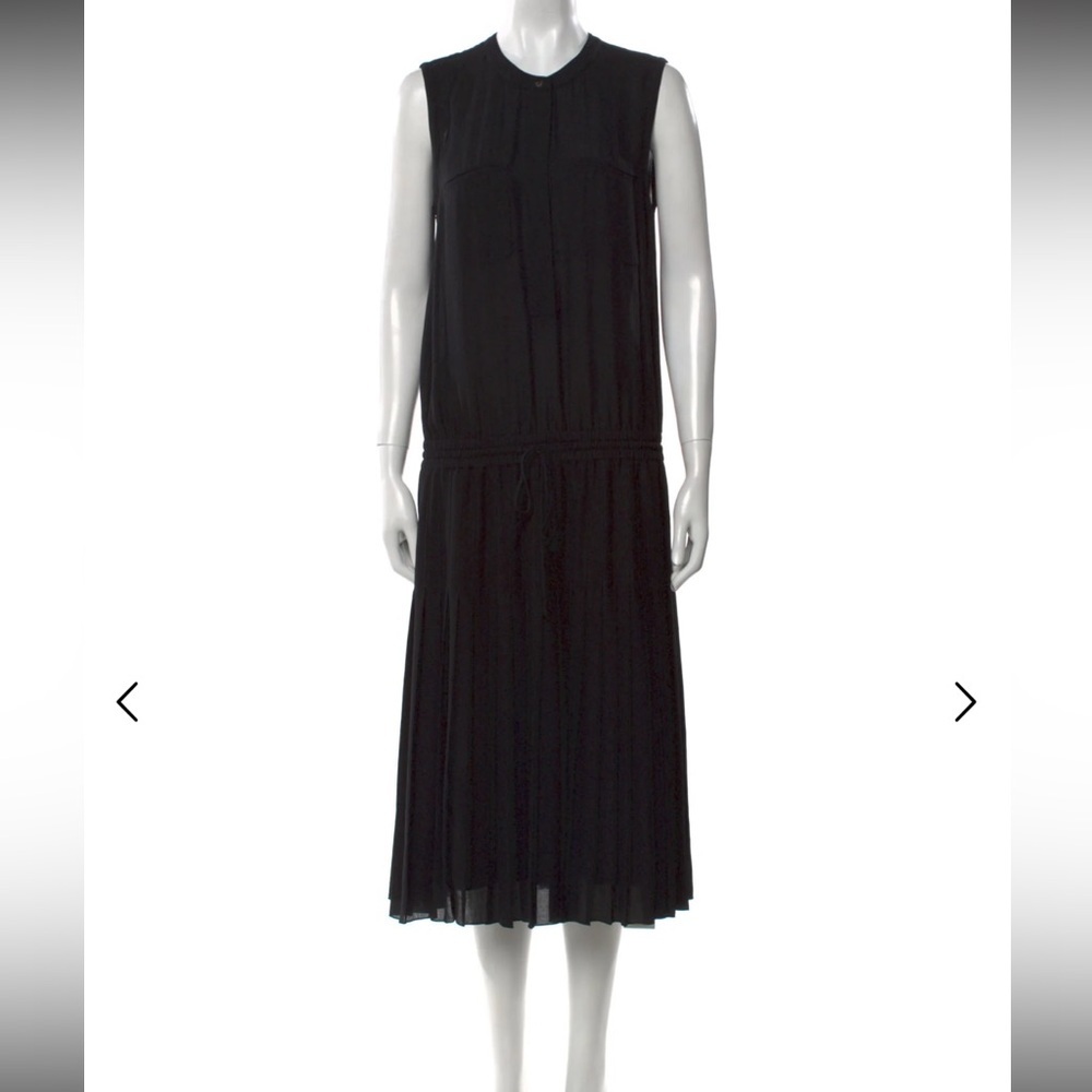 Vince Black Midi Tiered Pleated Sleeveless Tent Dress Size XXS / 00 - Picture 2 of 9